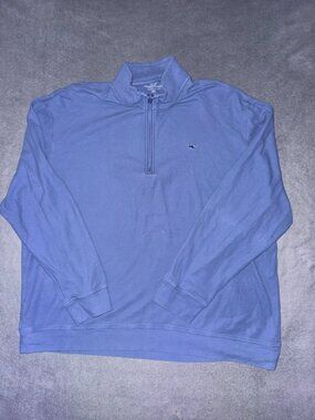 Vineyard Vines Quarter Zip Pullover Men’s XXL Blue 100% Cotton Whale Logo